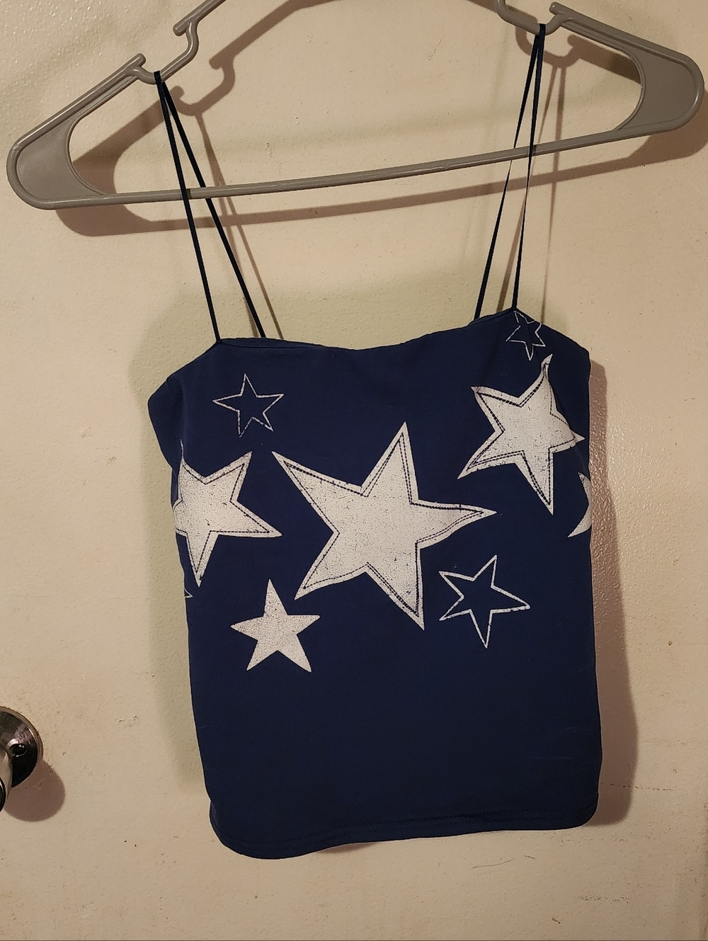 Blue Star-Print Spaghetti Strap Women's Top